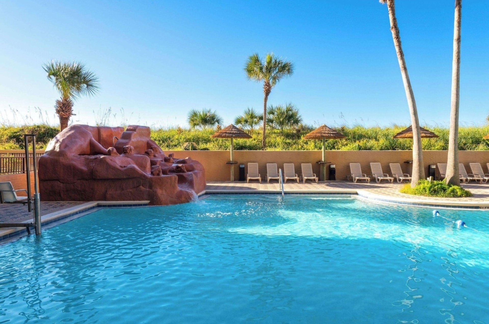 One of two outdoor swimming pools
