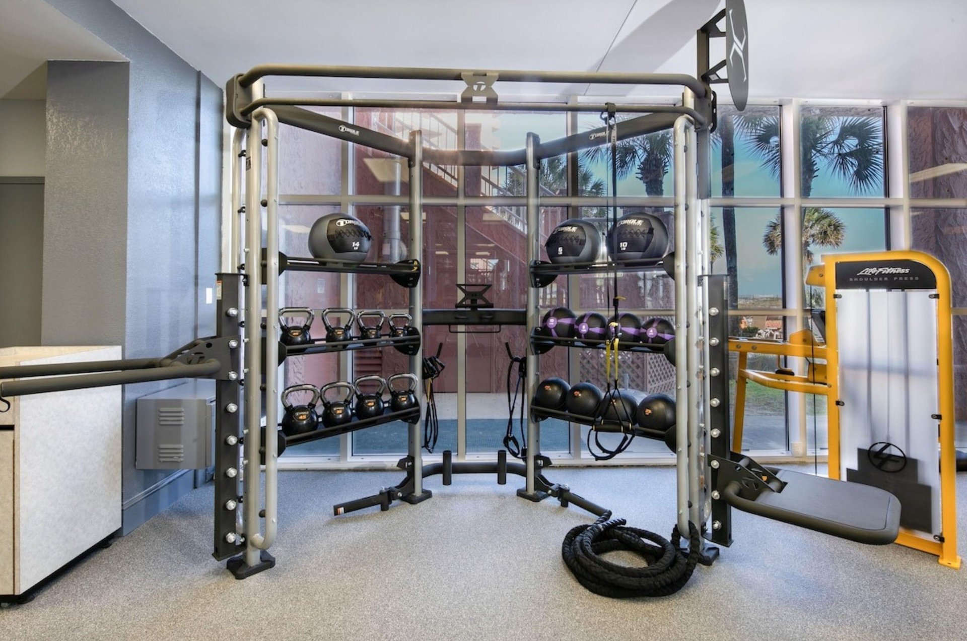 Strength equipment in the gym at Perdido Beach Resort in Orange Beach Alabama