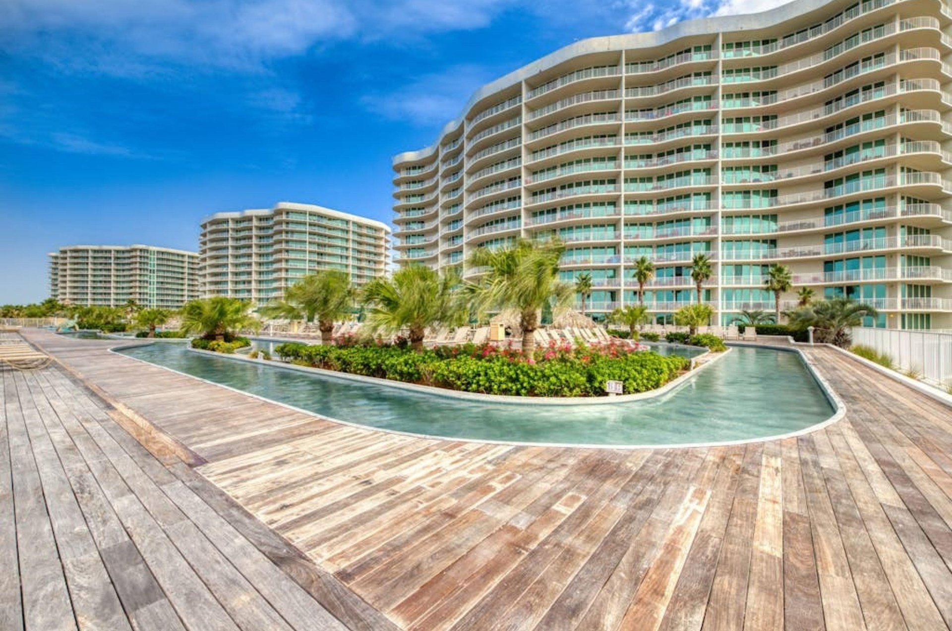 The lazy river in front of Caribe Resort in Orange Beach Alabama