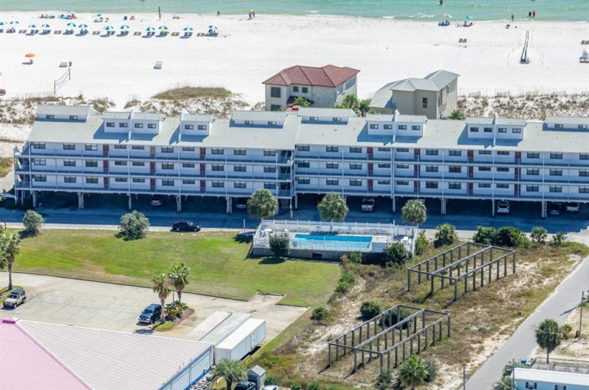 Aerial view of Seascape on the beach in Orange Beach Alabama