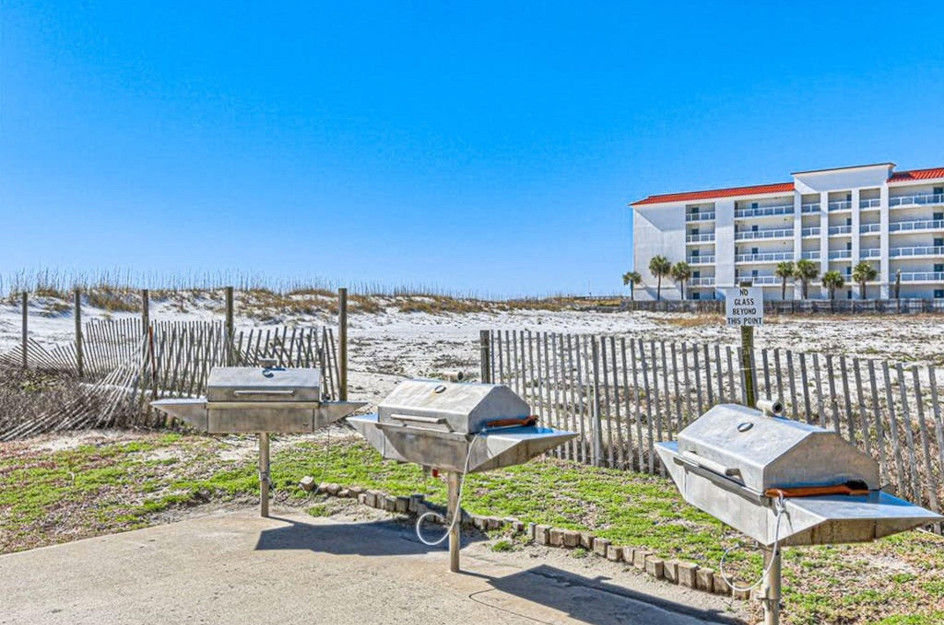 The barbecue grills at Sugar Beach Condos in Orange Beach Alabama