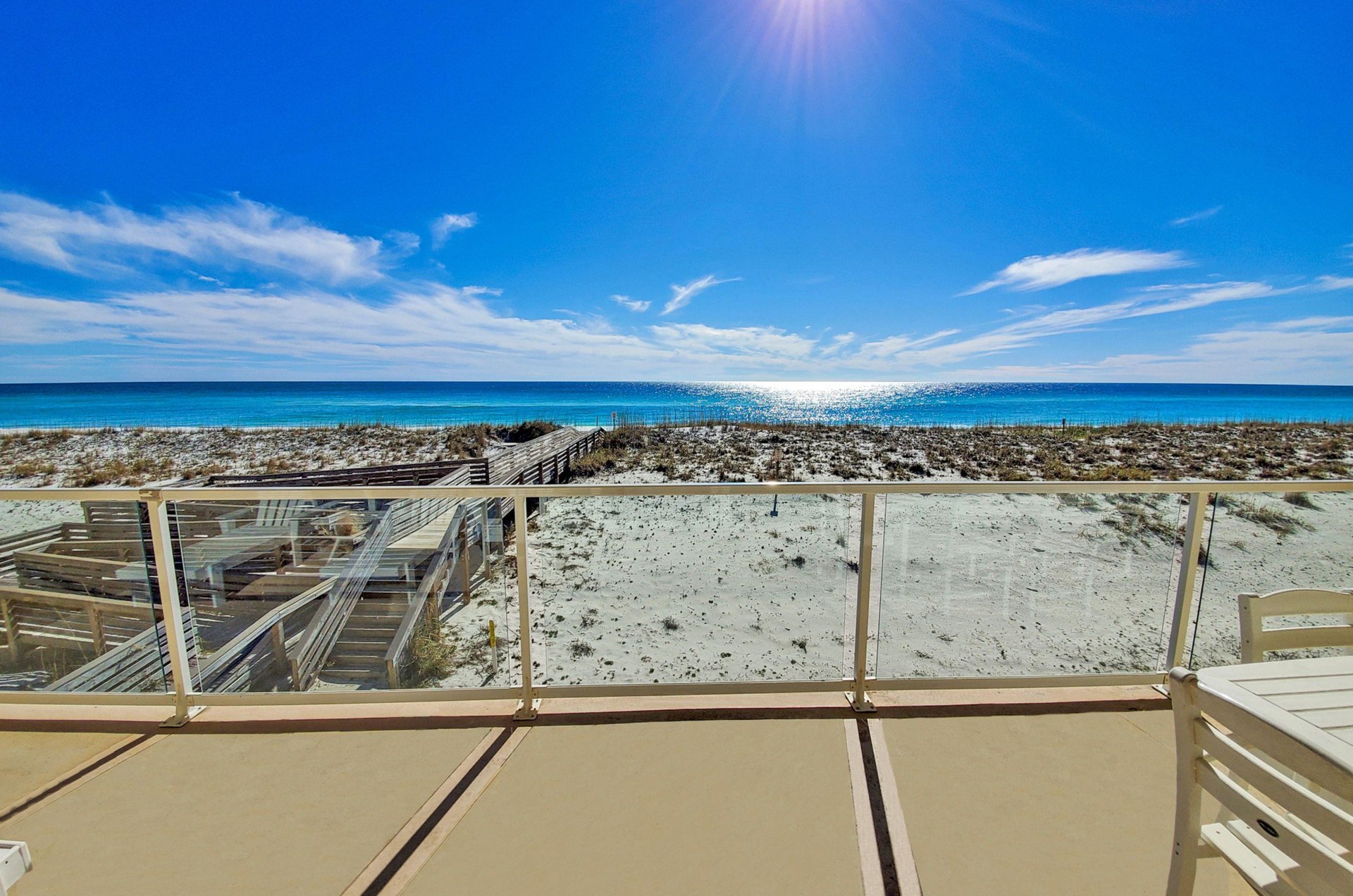 Take in stunning views from a private balcony