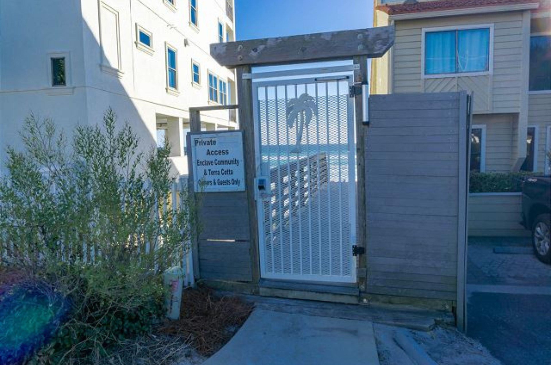 The complex has a private entrance to the beach.