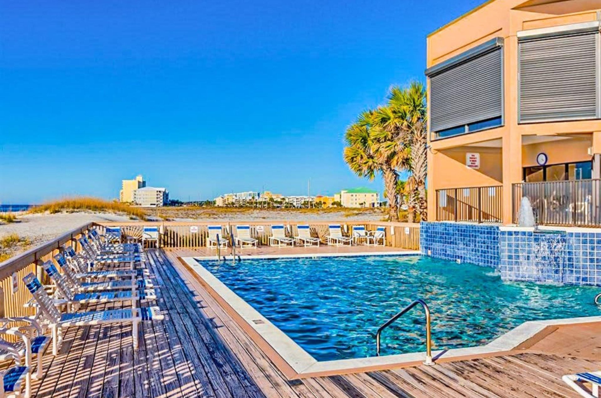 The beachfront outdoor pool at Broadmoor in Orange Beach Alabama