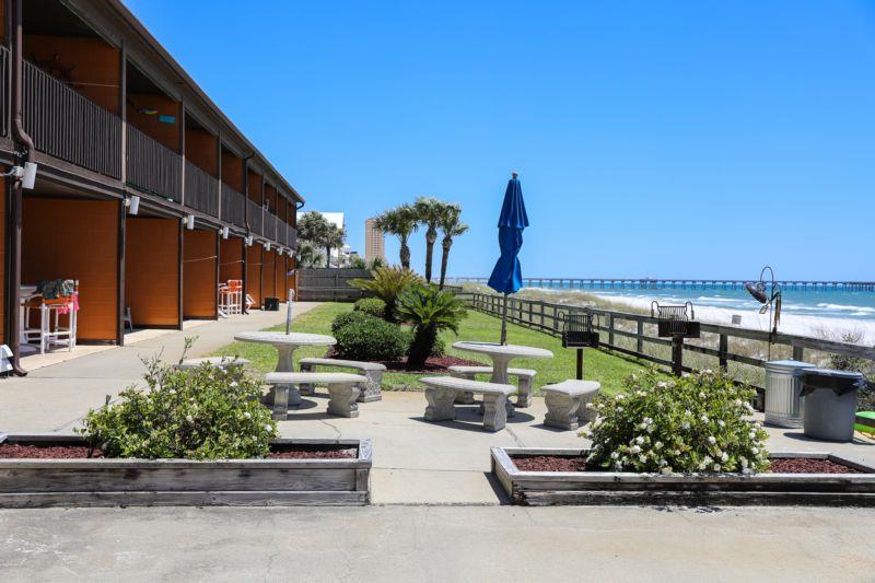 Beachside patio at Polynesian Village in Panama City FL