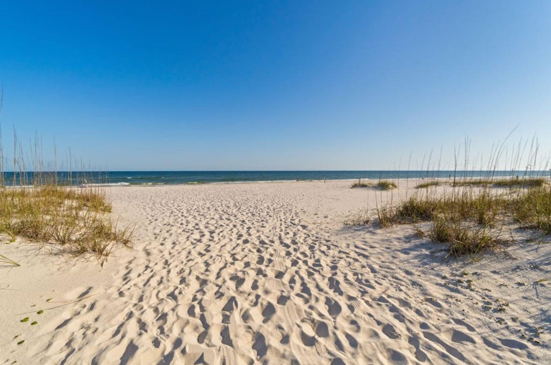 The beautiful beach in front of Molokai Villas in Perdido Key Florida