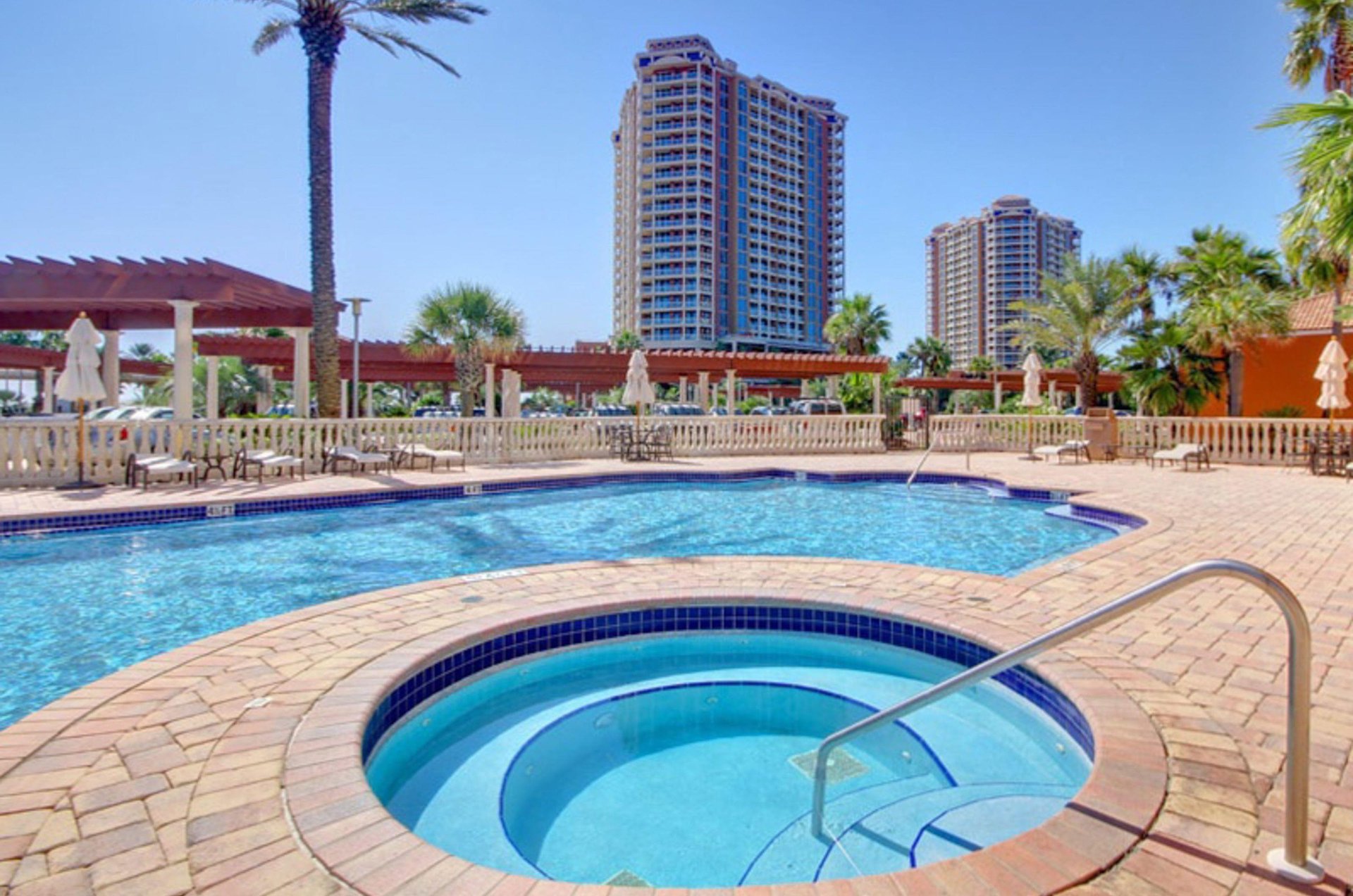 Amenities at Portofino Island Resort include an outdoor hot tub