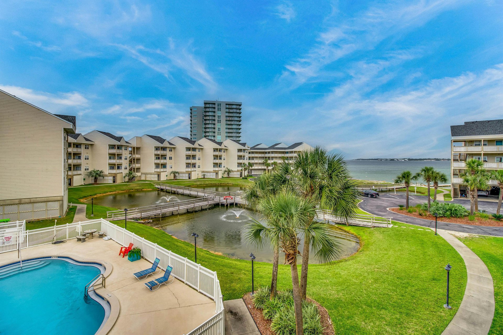 The extensive grounds of Baywatch Condos help create a relaxing vacation