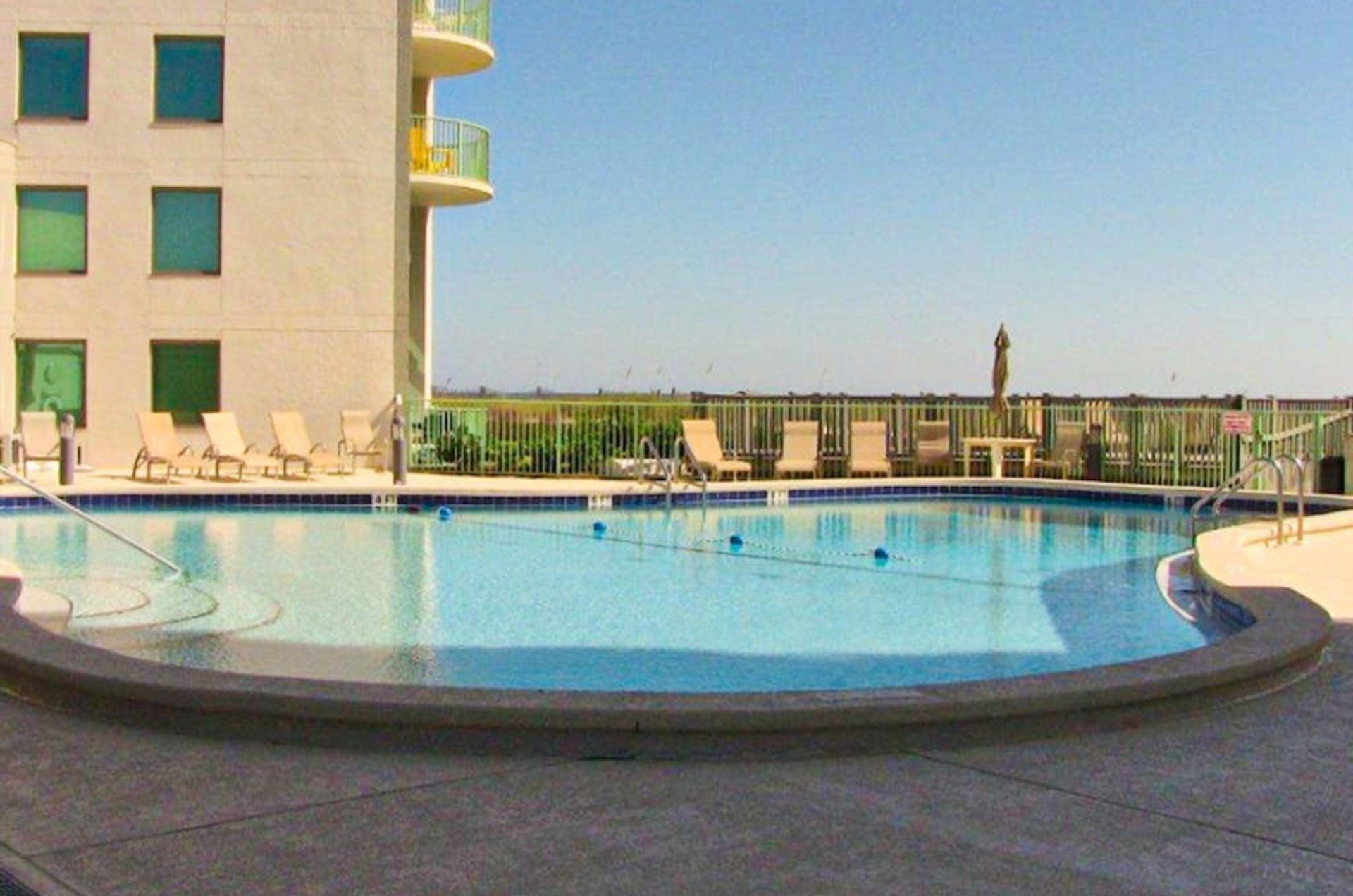 The crystal clear swimming pool at Perdido Towers in Perdido Key Florida
