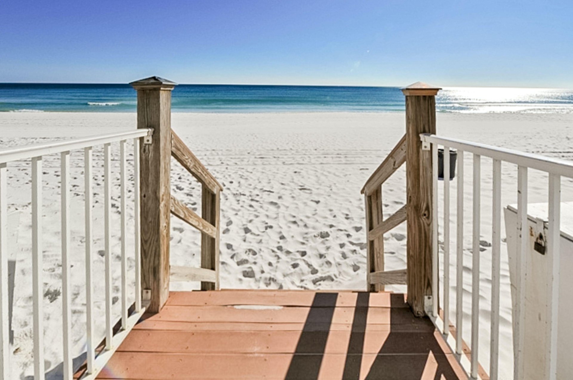 The boardwalk leads to and from the beautiful beach.
