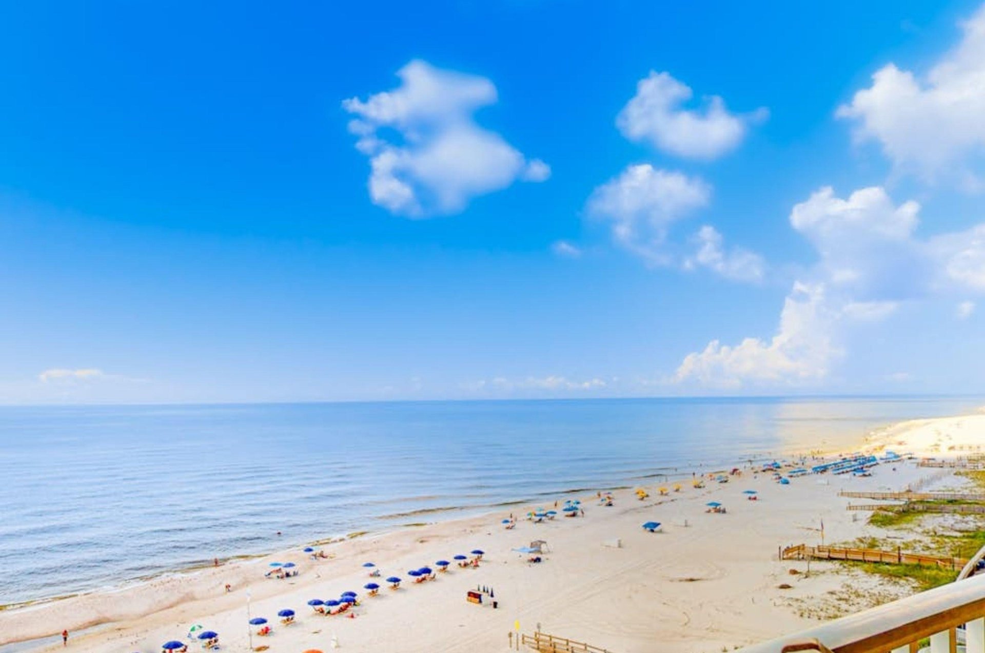 A view of the Gulf of Mexico from a private balcony at Four Winds in Orange Beach Alabama