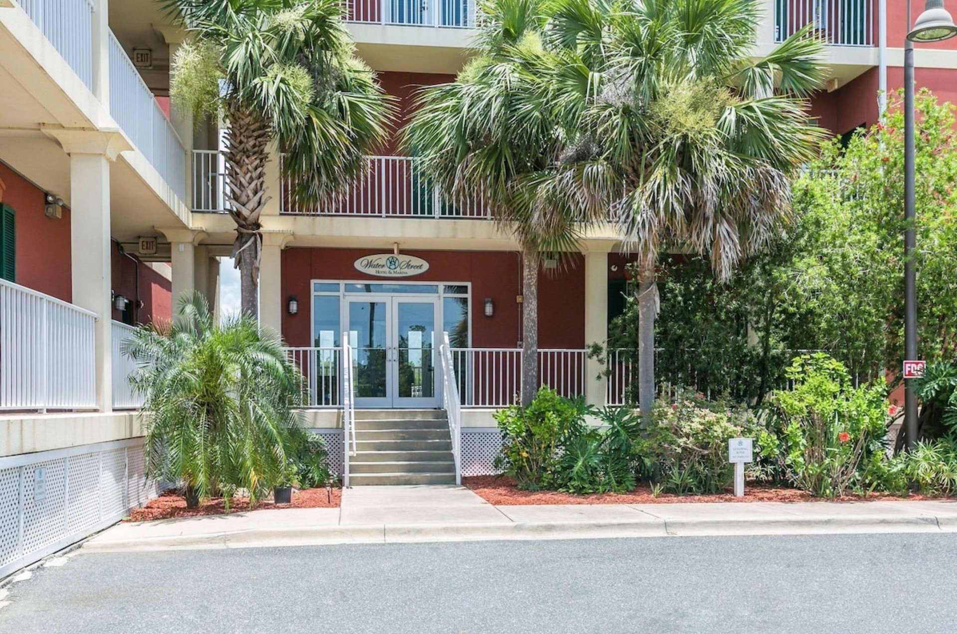 The entrance to Water Street Hotel  Marina in Apalachicola Florida