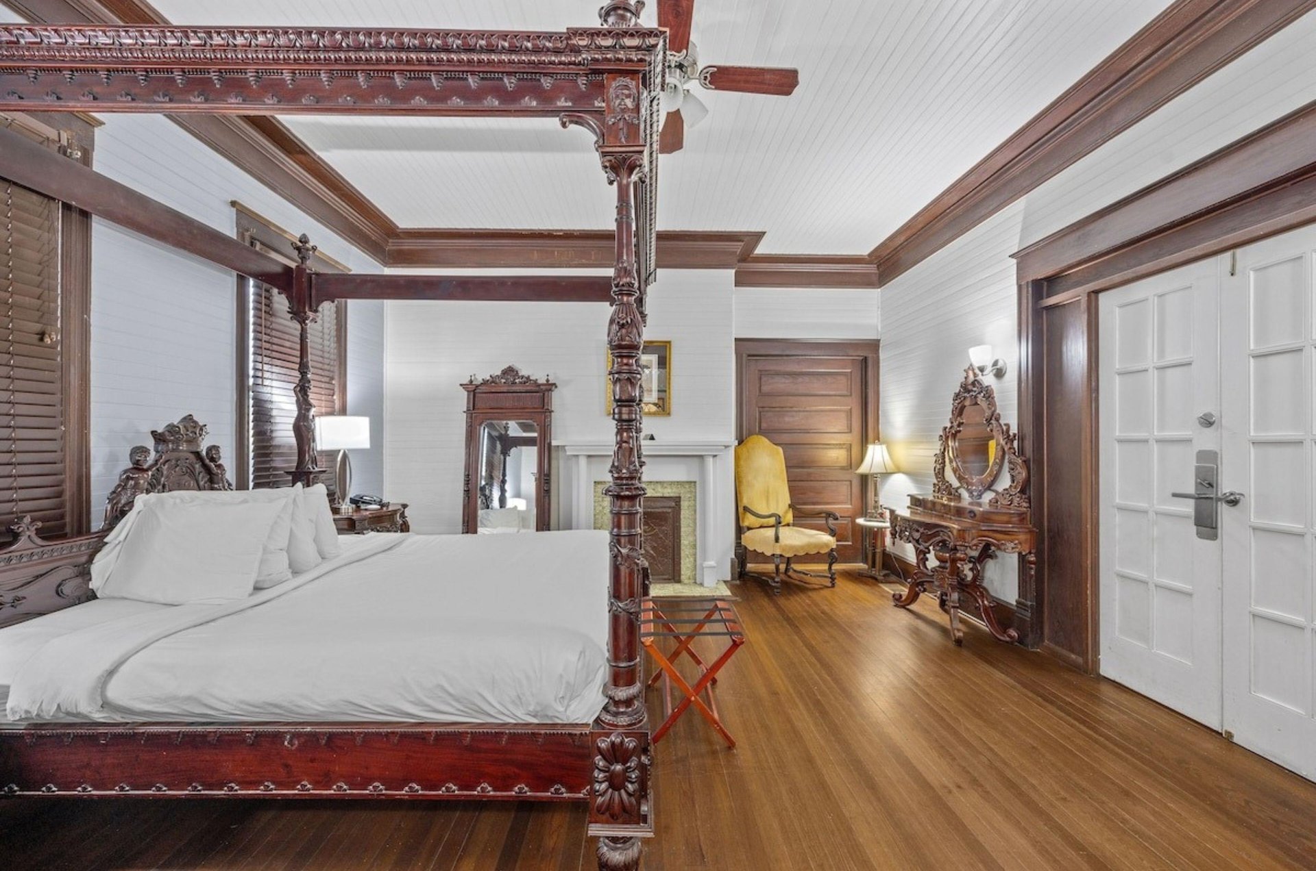 The individually decorated interior of one bedroom at Coombs House Inn  Suites in Apalachicola Florida
