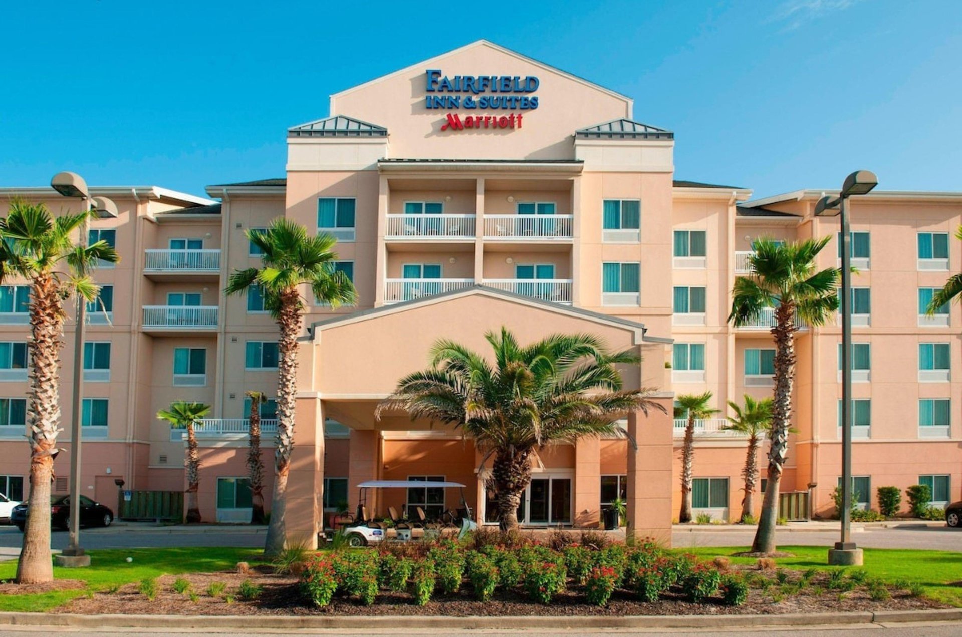 View from the street of Fairfield Inn and Suites by Marriott in Orange Beach Alabama
