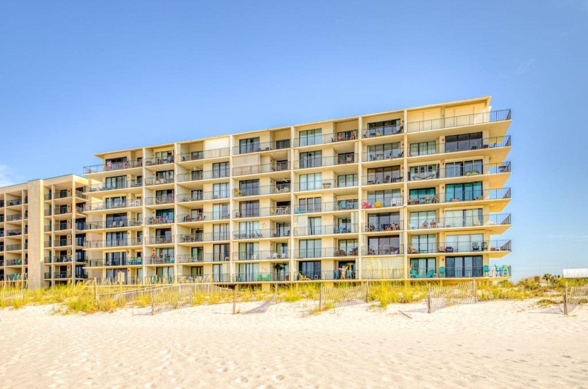 View from the beach of Lei Lani Condominiums in Orange Beach Alabama