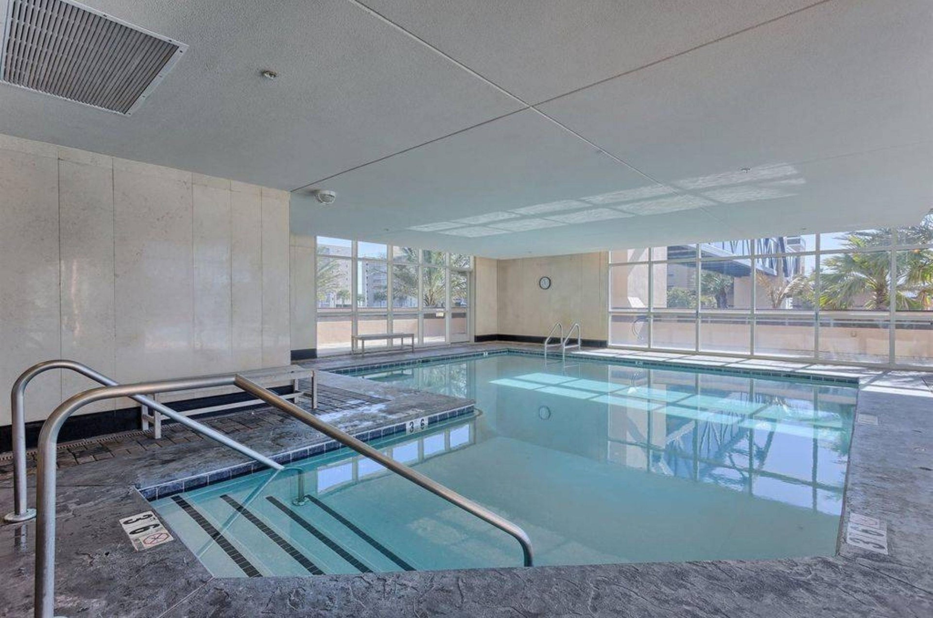 The indoor swimming pool at Crystal Towers in Gulf Shores Alabama
