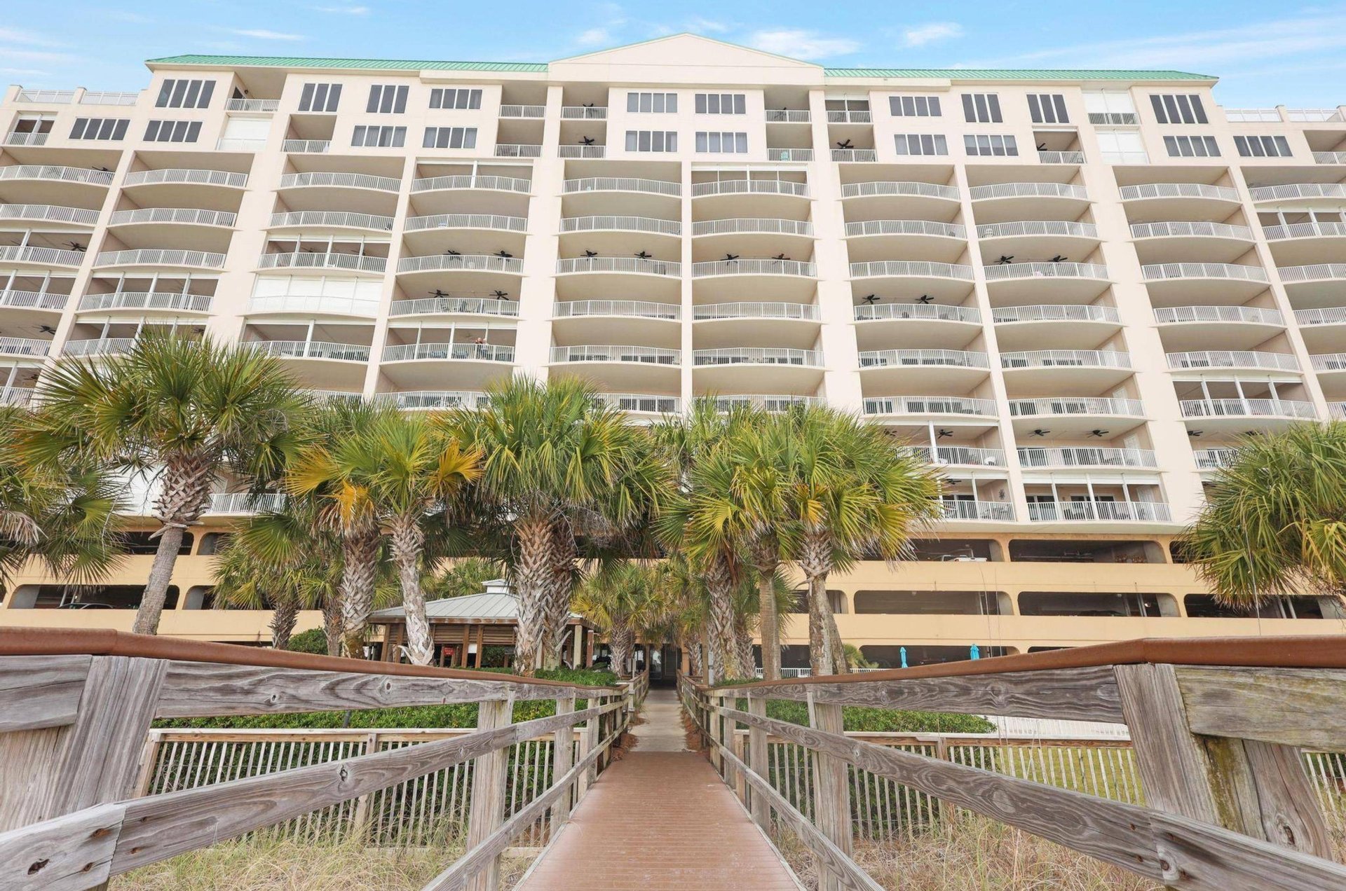 View from the beach walkway of Regency Isle in Orange Beach Alabama