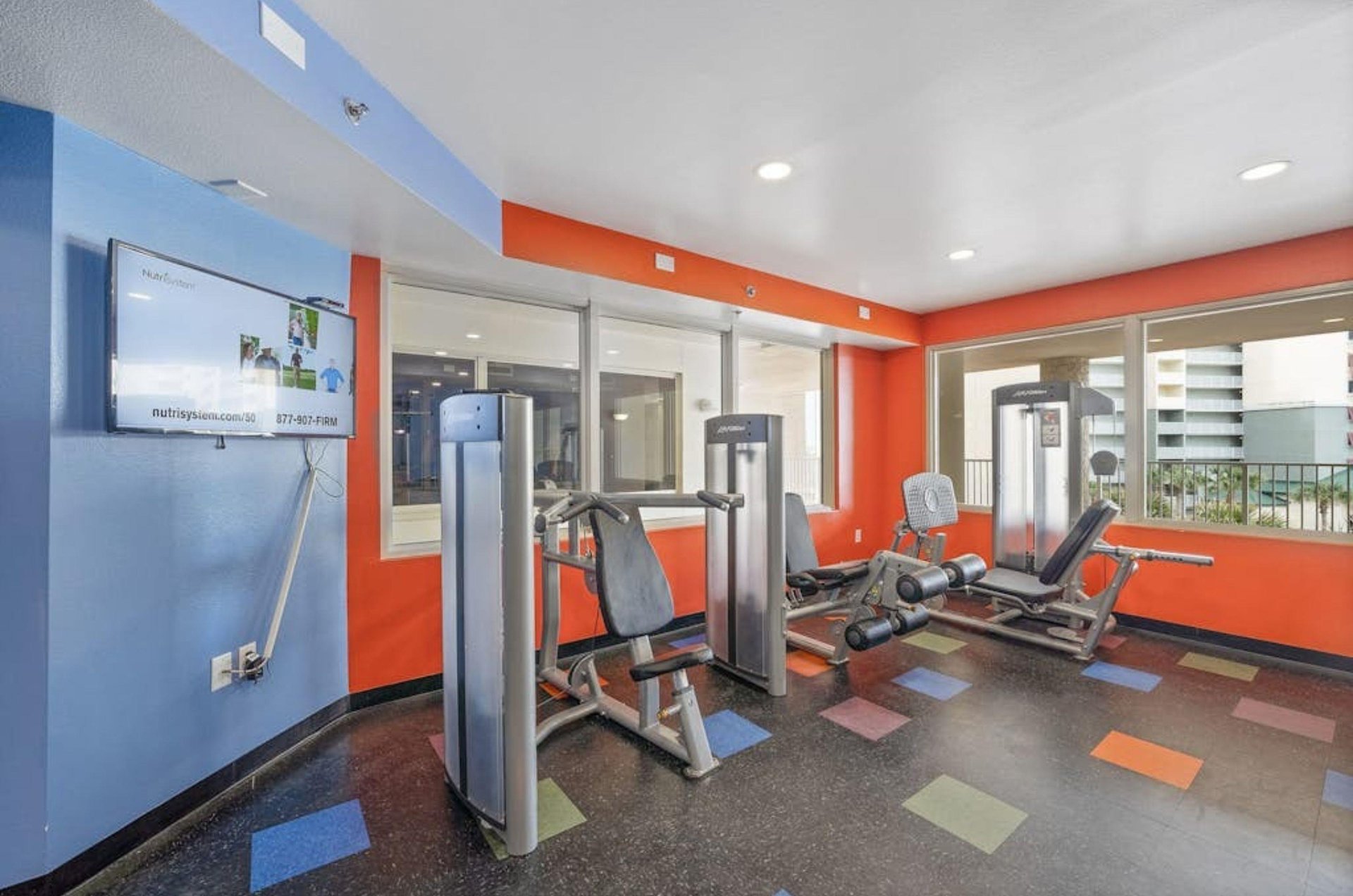 Strength equipment in the gym at the Shores of Panama Resort in Panama City Beach Florida