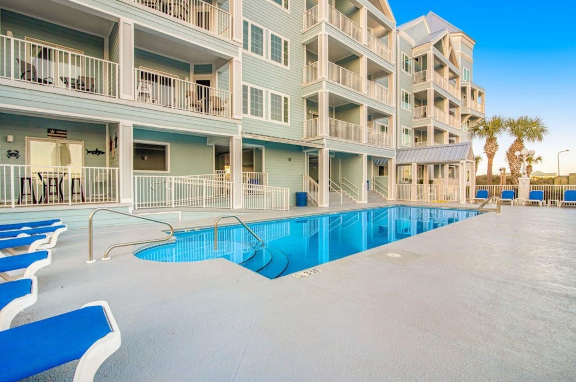 The outdoor swimming pool in Grand Caribbean in Orange Beach Alabama