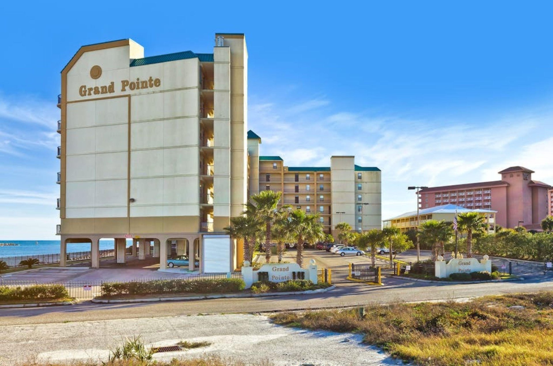 View from the street of Grand Pointe in Orange Beach Alabama