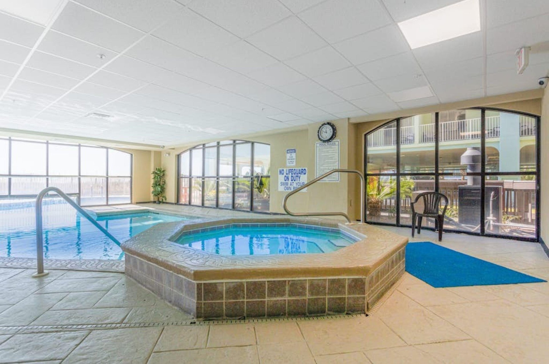 The indoor hot tub next to the swimming pool at Harbour Place in Orange Beach Alabama