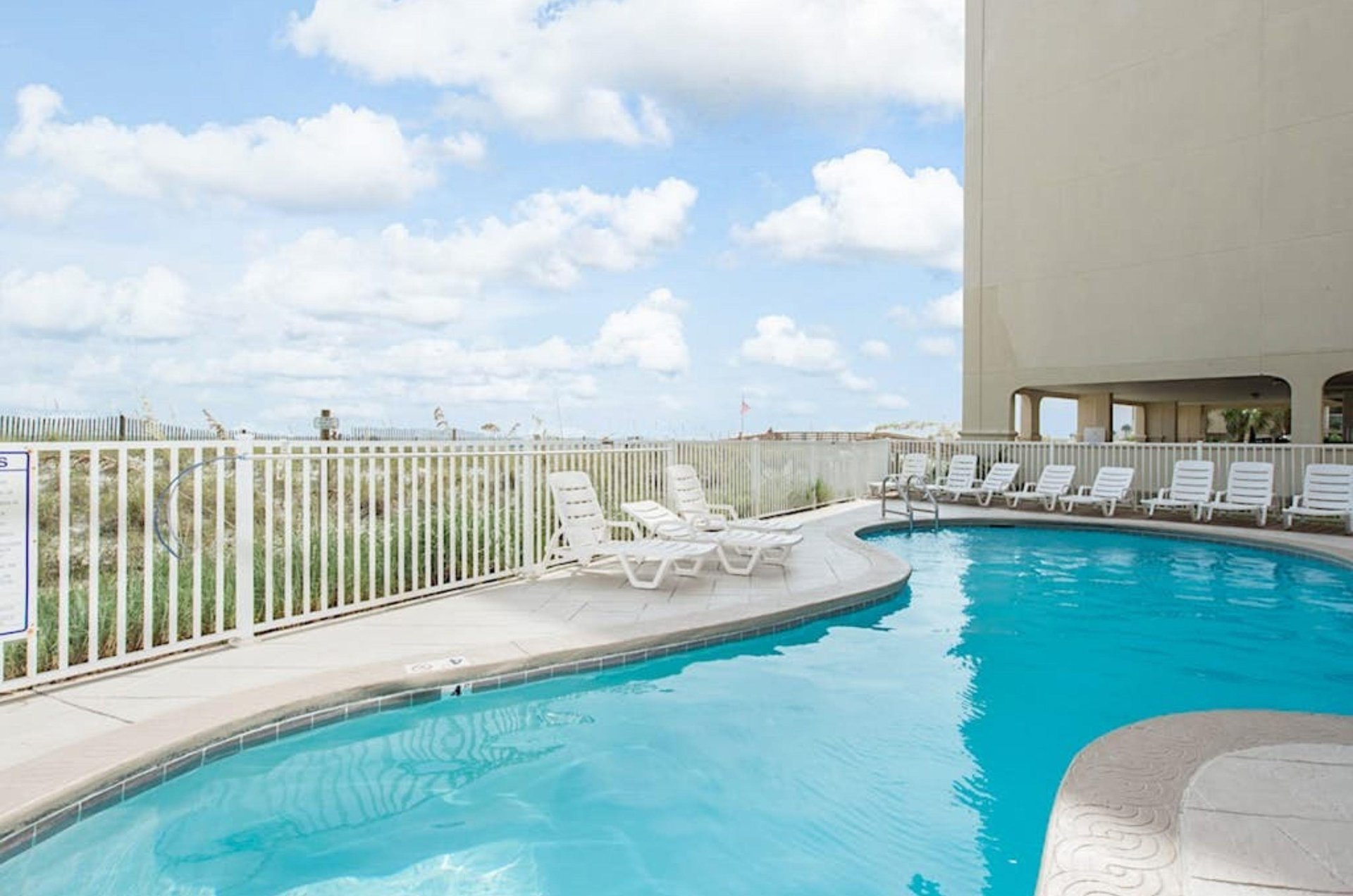 The Gulffront swimming pool at Harbour Place in Orange Beach Alabama