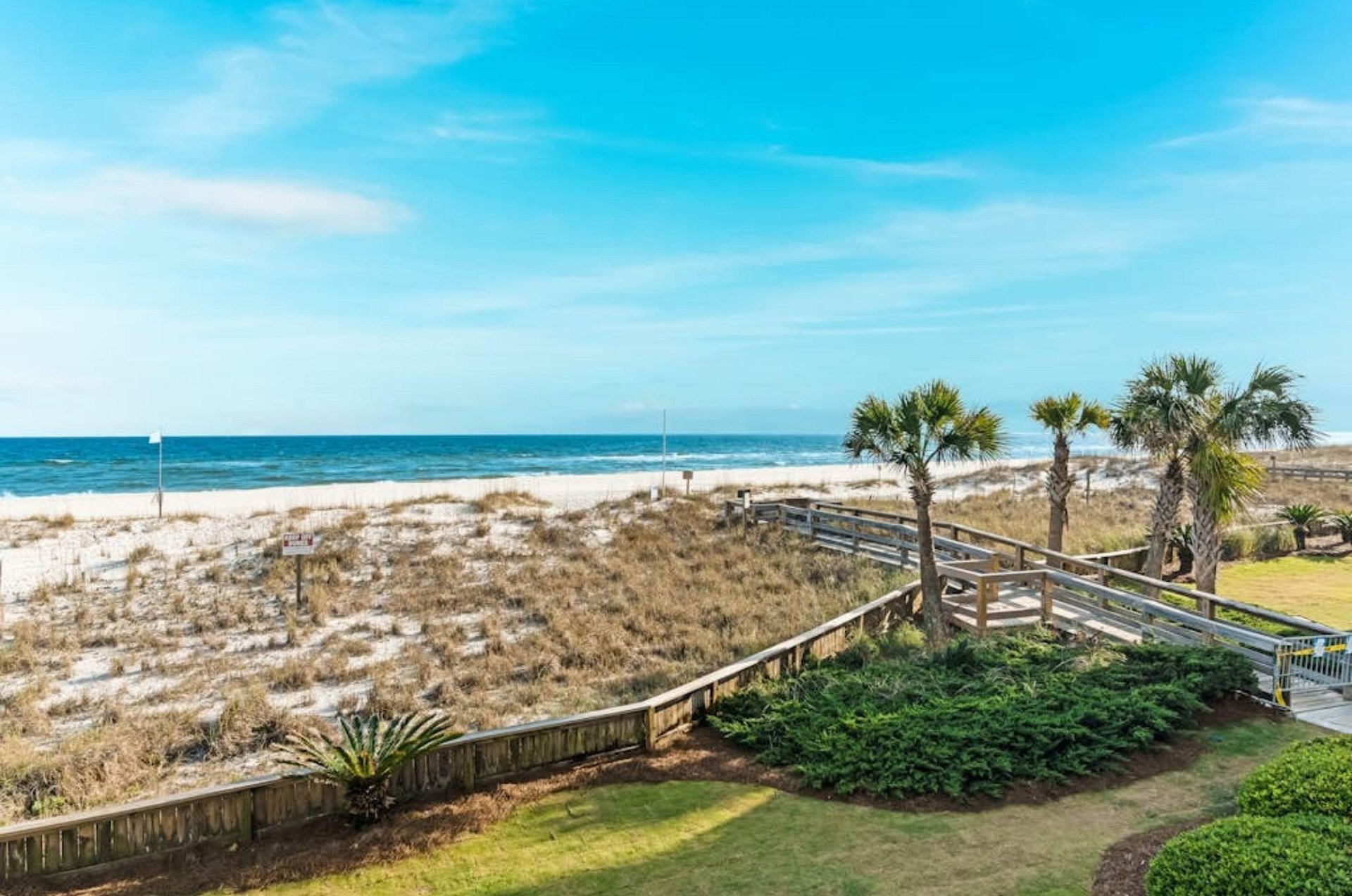 View of the Gulf from a private balcony at Palm Beach Condos in Orange Beach Alabama