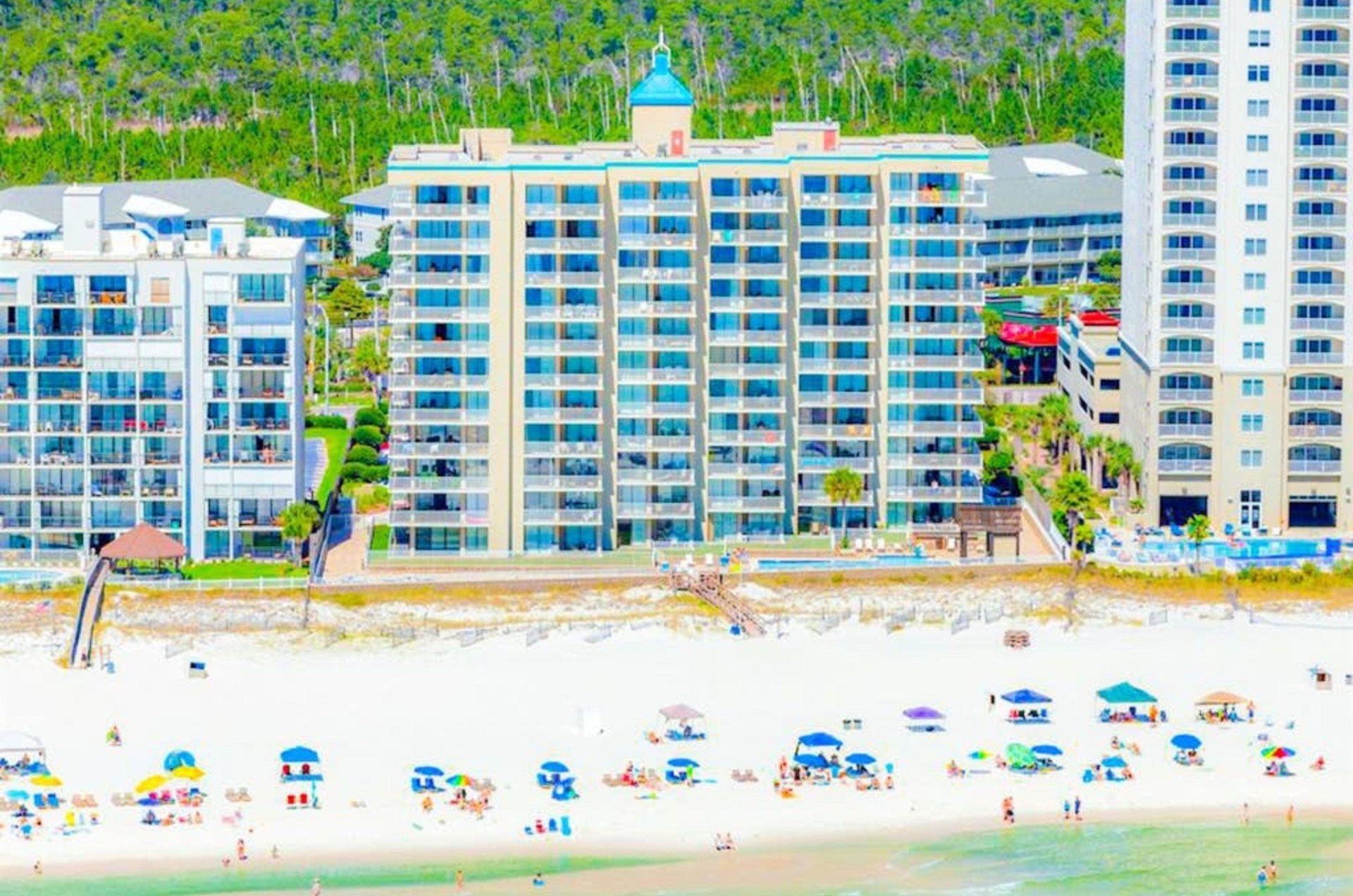 Birds eye view of Romar Place on the beach in Orange Beach Alabama