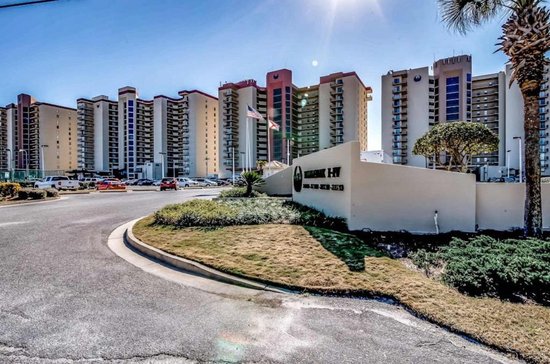 View from the street of Phoenix III and other Phoenix condominiums