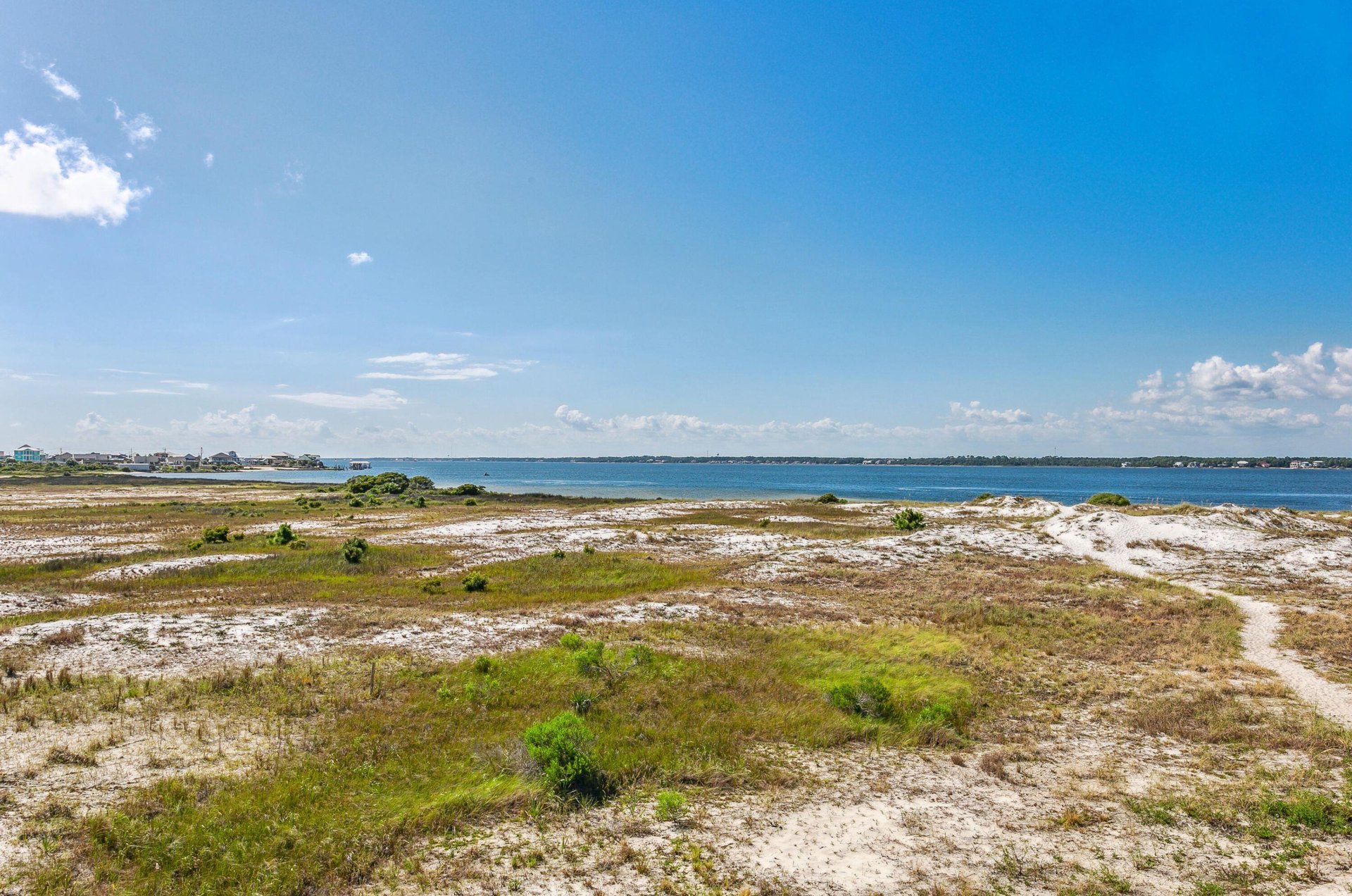 View from Gulf Island Condominiums of the Santa Rosa Sound and grassy beaches