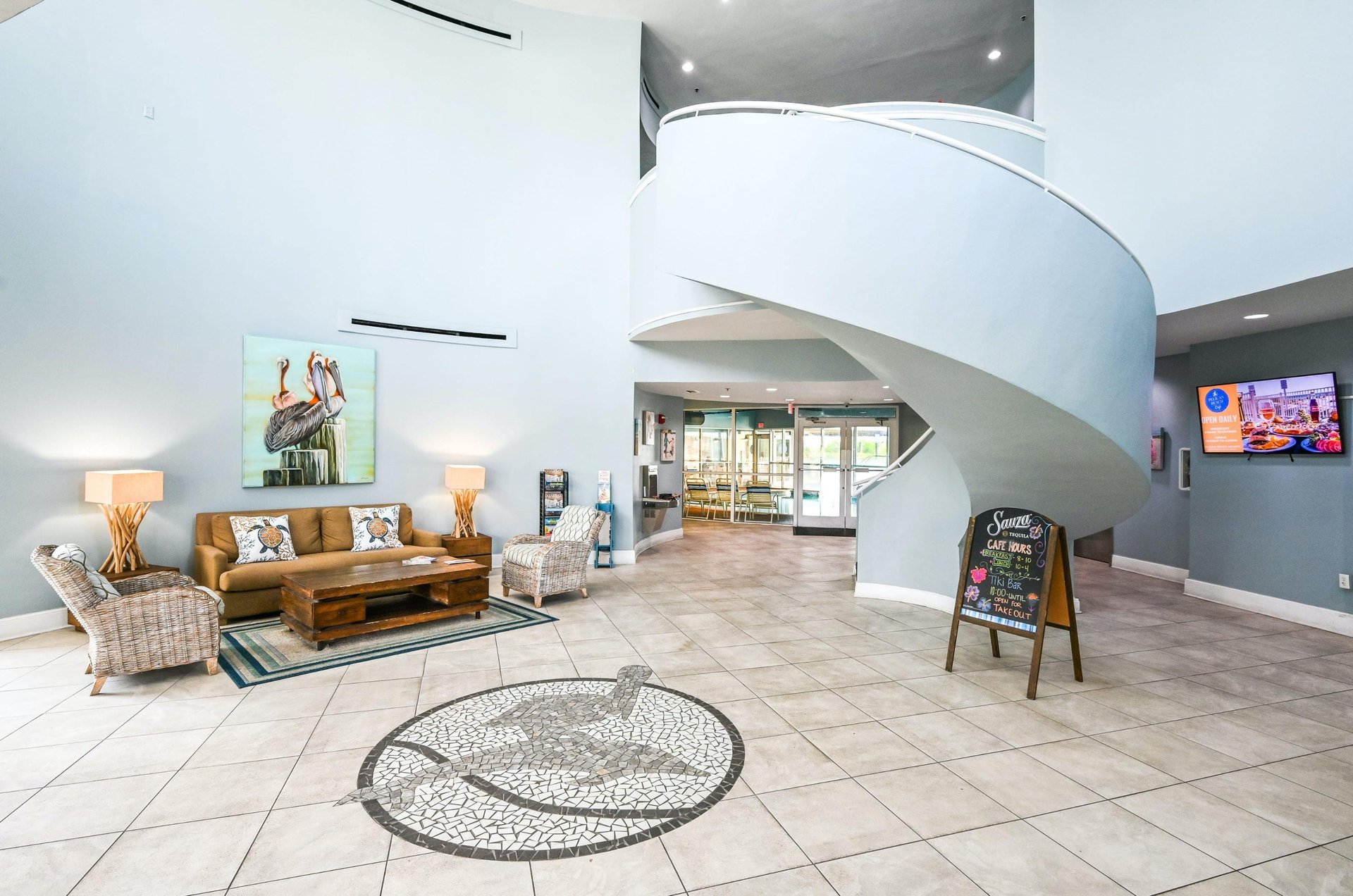 This inviting seating area provides room for sitting and chatting