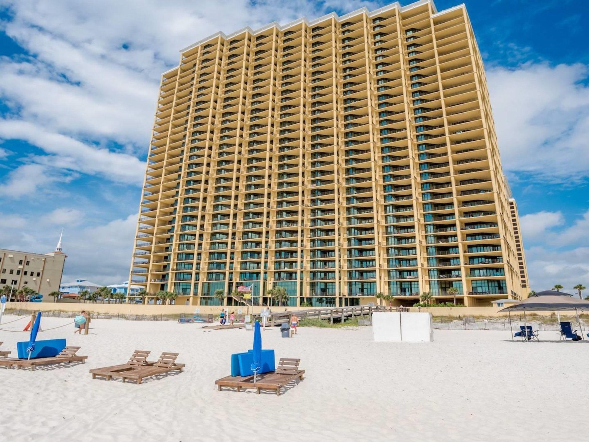View from the beach of the Oasis at Orange Beach in Orange Beach Alabama