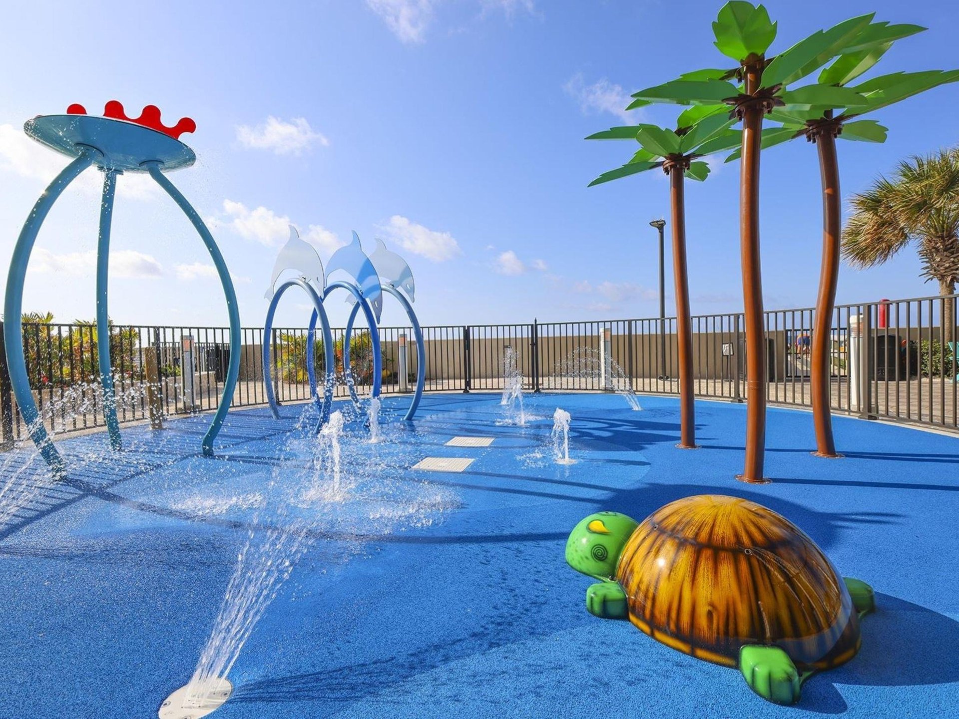 The splash pad at the Oasis at Orange Beach