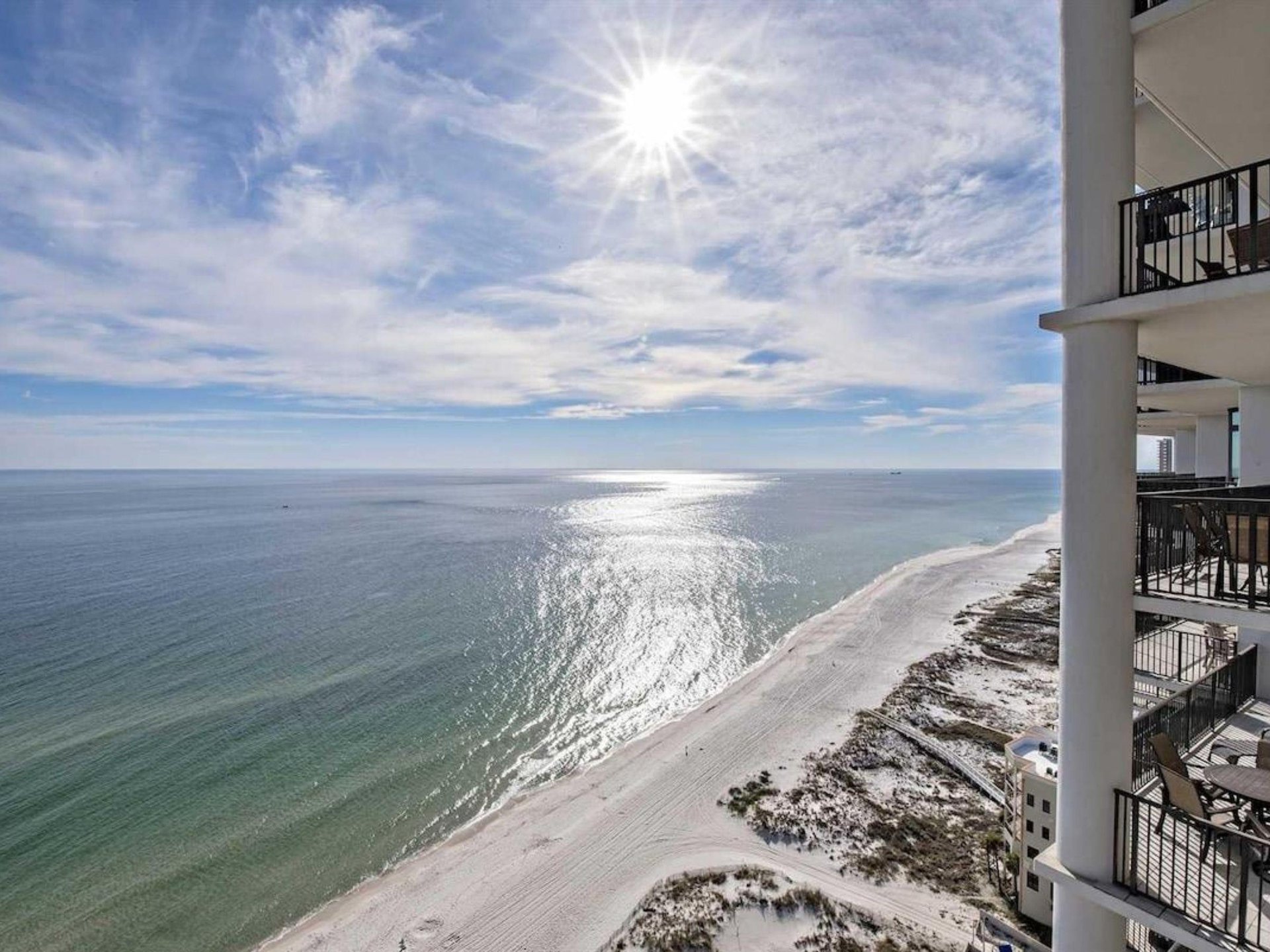A view of the Gulf beaches from a private balcony