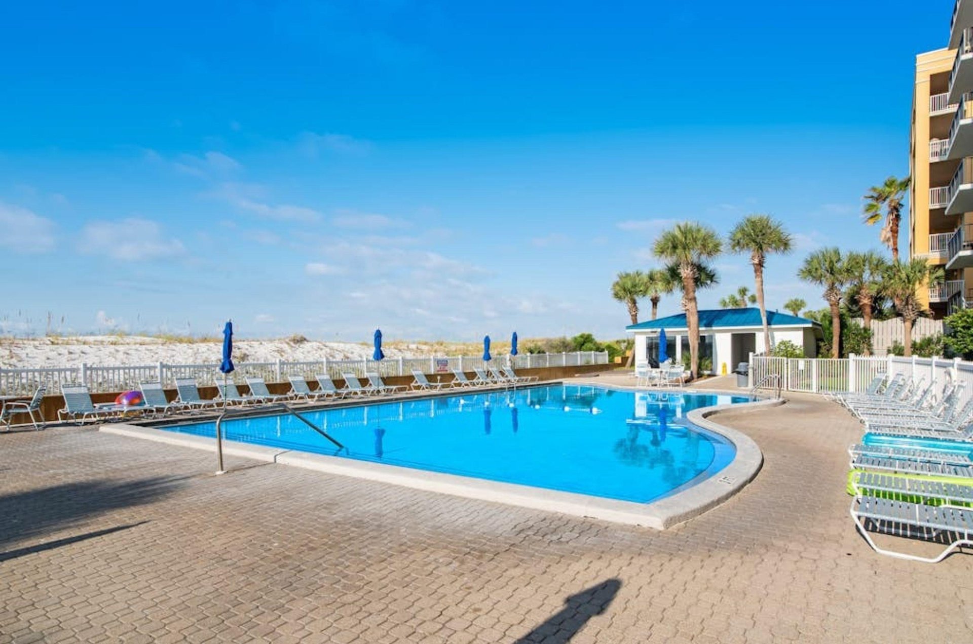 The lagoonstyle pool next to the beach at Emerald Beach Resort