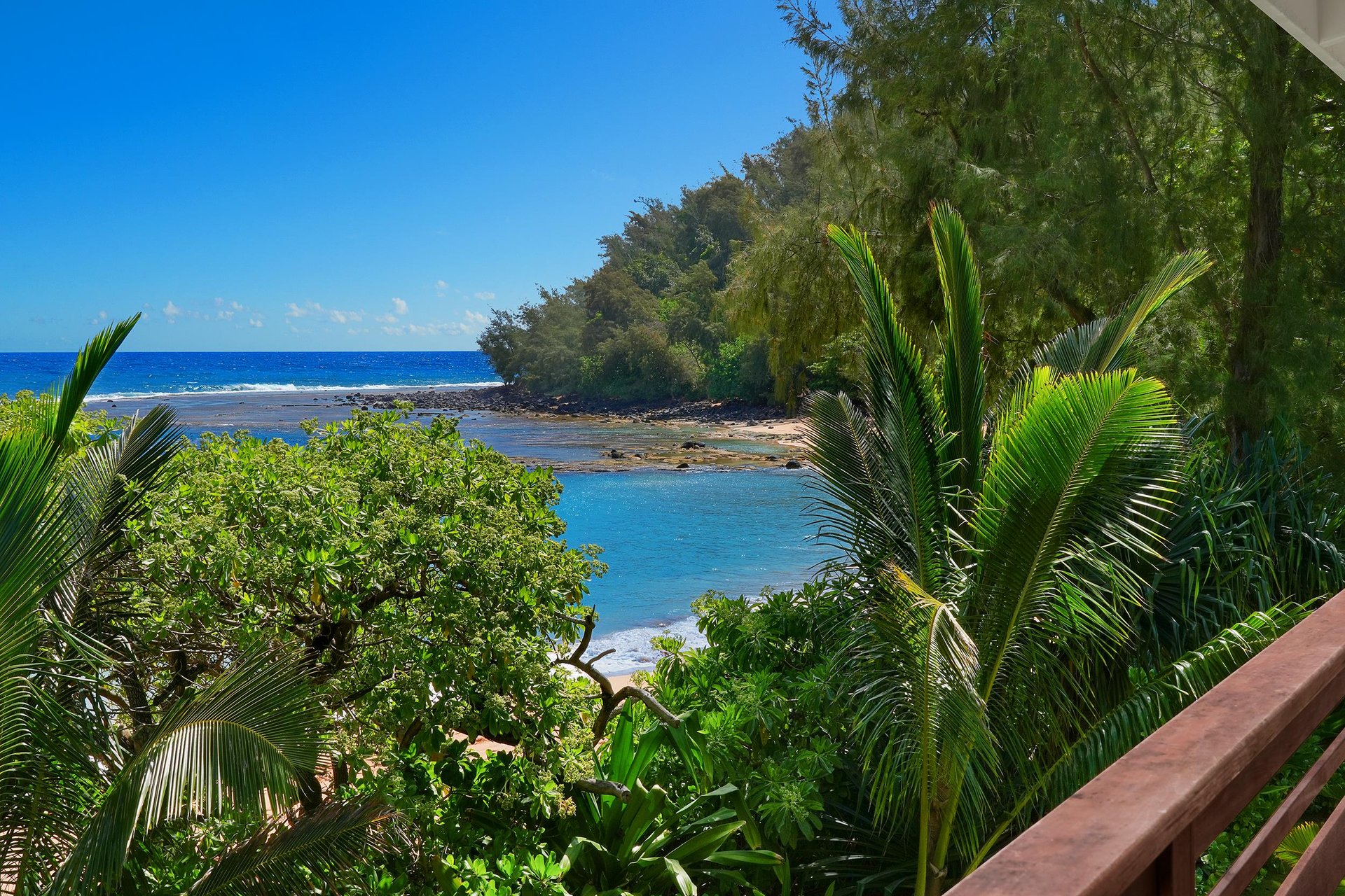 Moloaa Bay view from dining area lanai