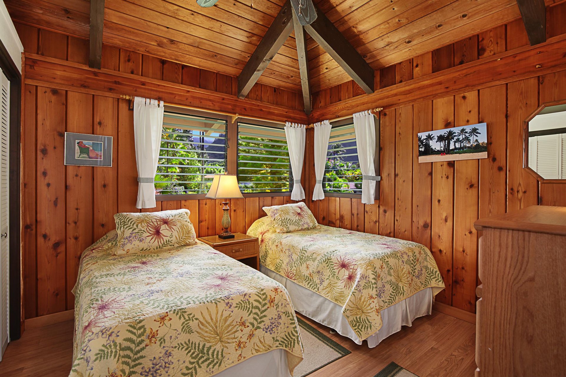 Bedroom 2 has two twin beds that can be made into a King