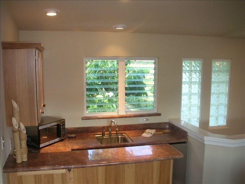 Bonus Room wet bar with mini fridgefreezer, microwave