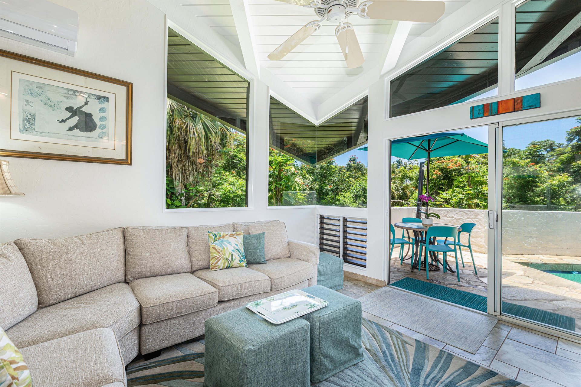 Living area has access to lanai area