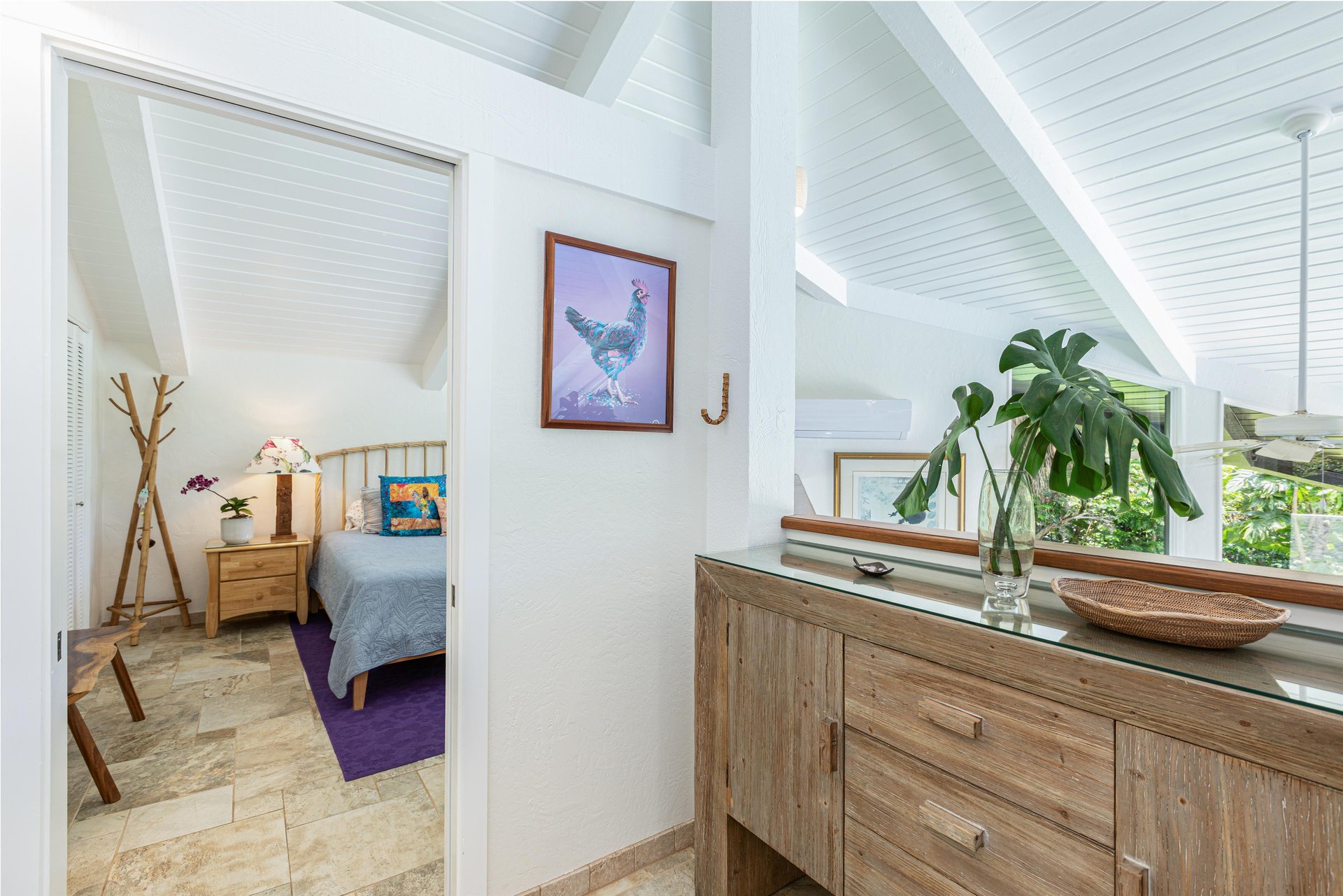 Cottage has high vaulted ceilings