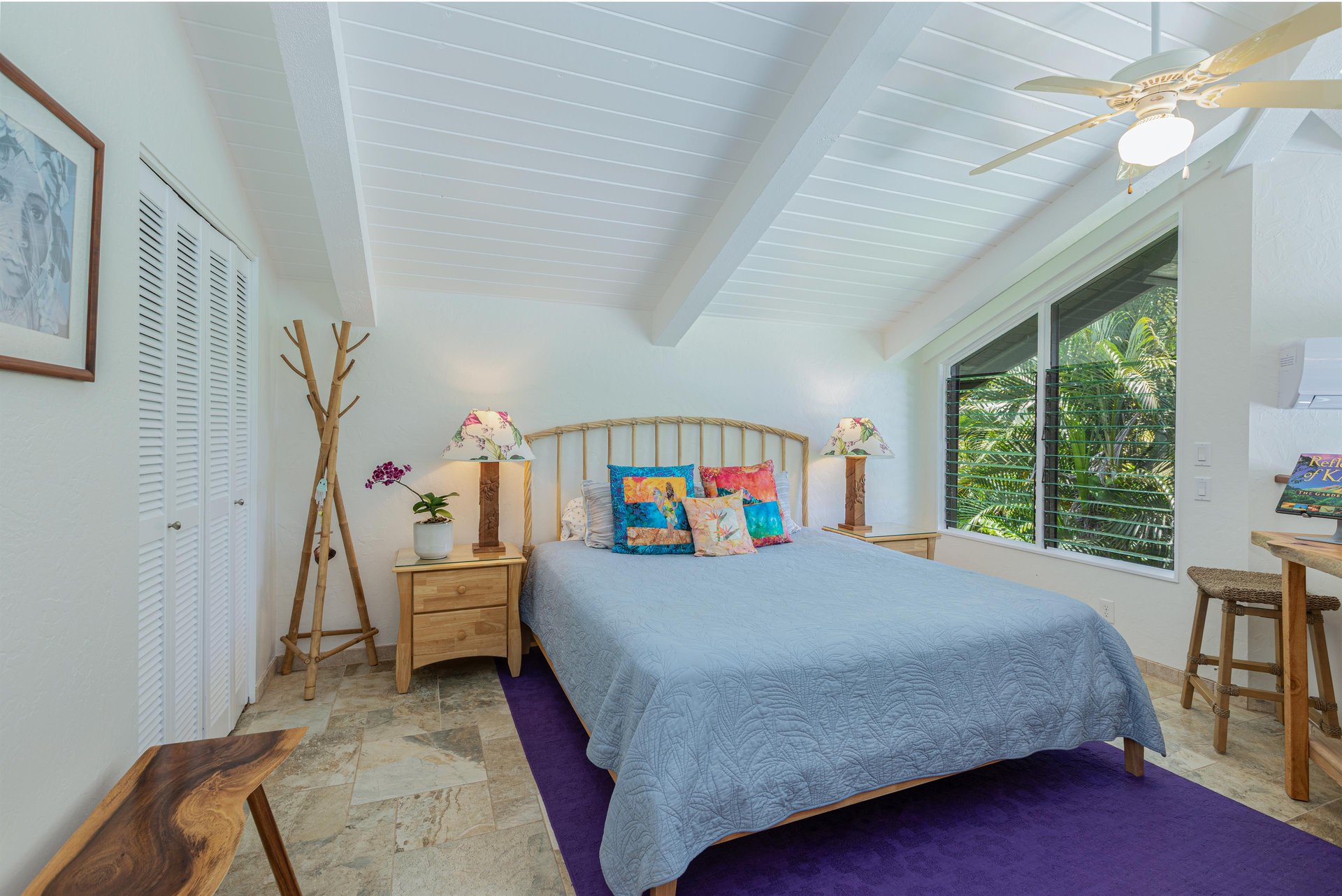 Loftstyle master bedroom equipped with King size bed