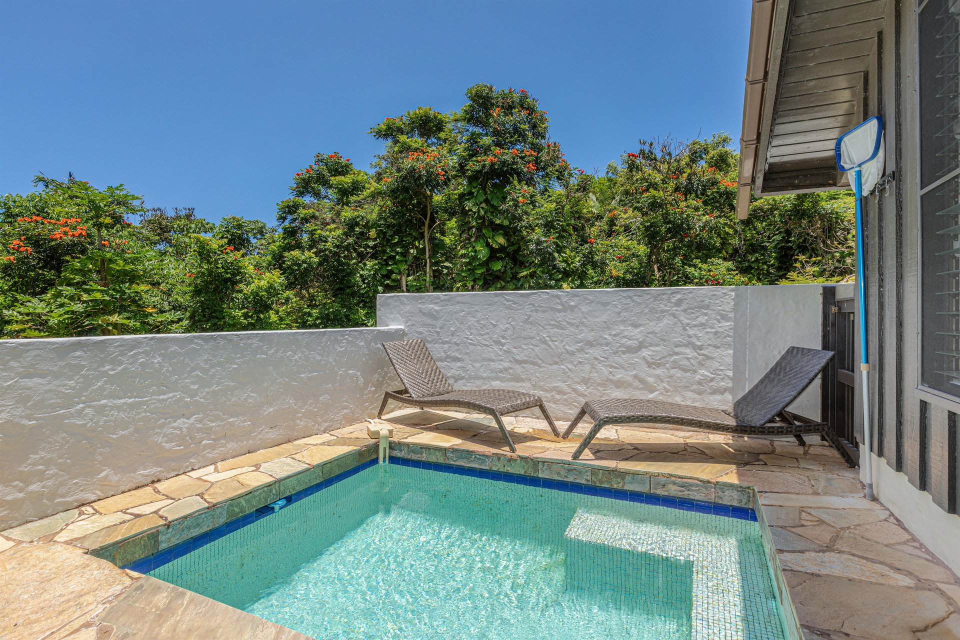 Sunbathe by the dipping pool