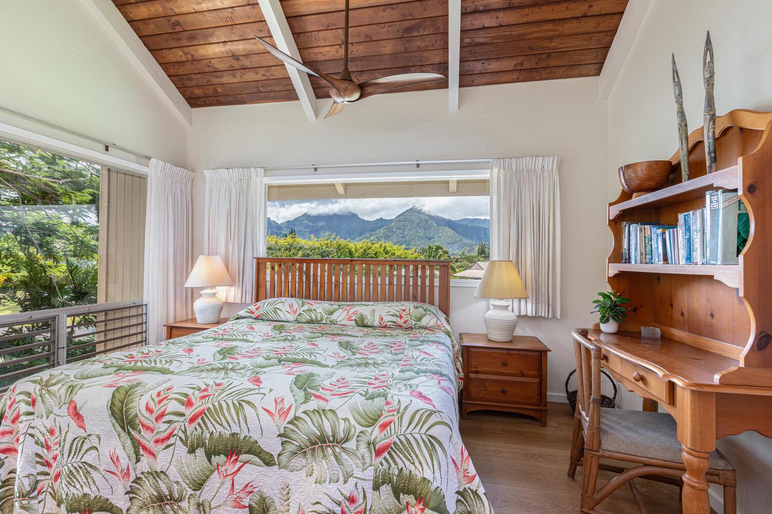 Master bedroom has desk for remote work