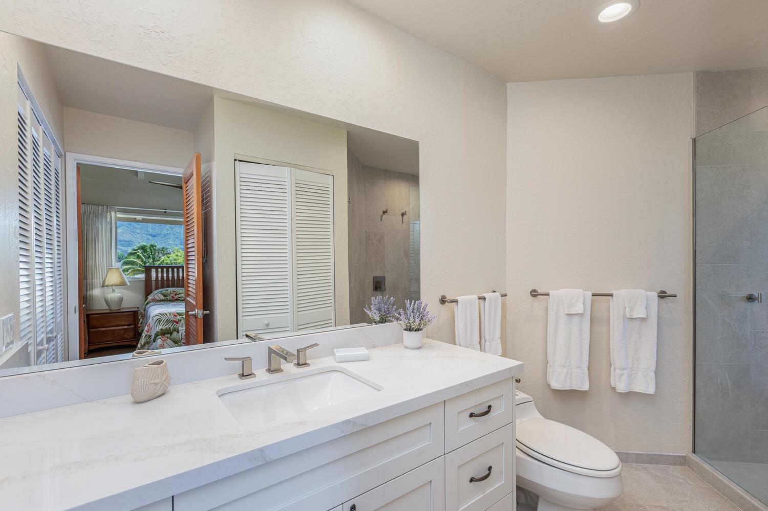 Master bathroom with large vanity