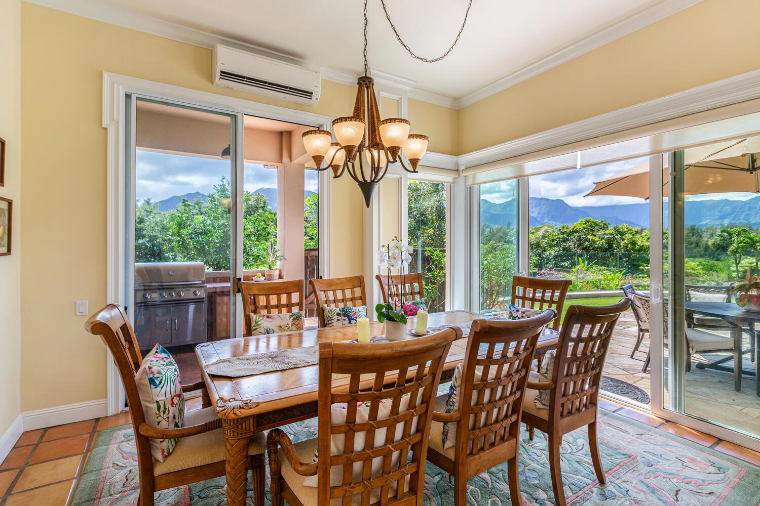 Dining area opens to BBQ area