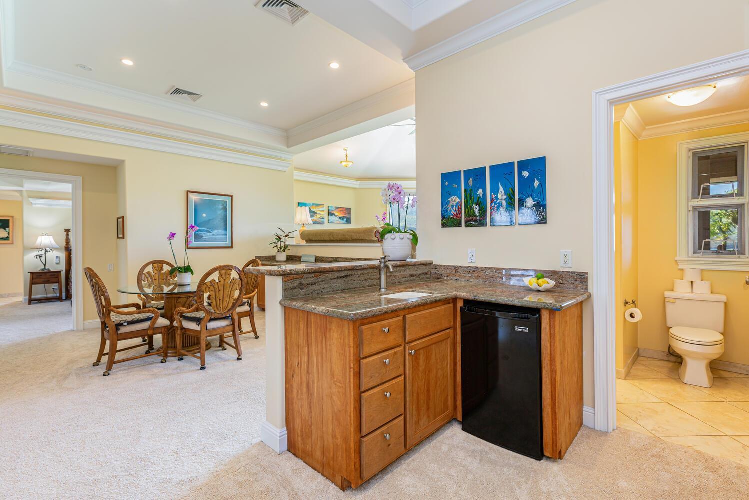 Upstairs kitchenette with mini fridge