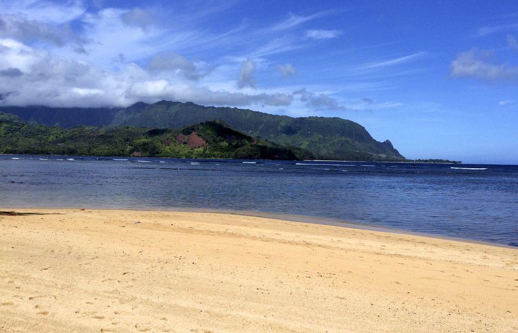 Beach with Bali Hai and Hanalei Bay views.