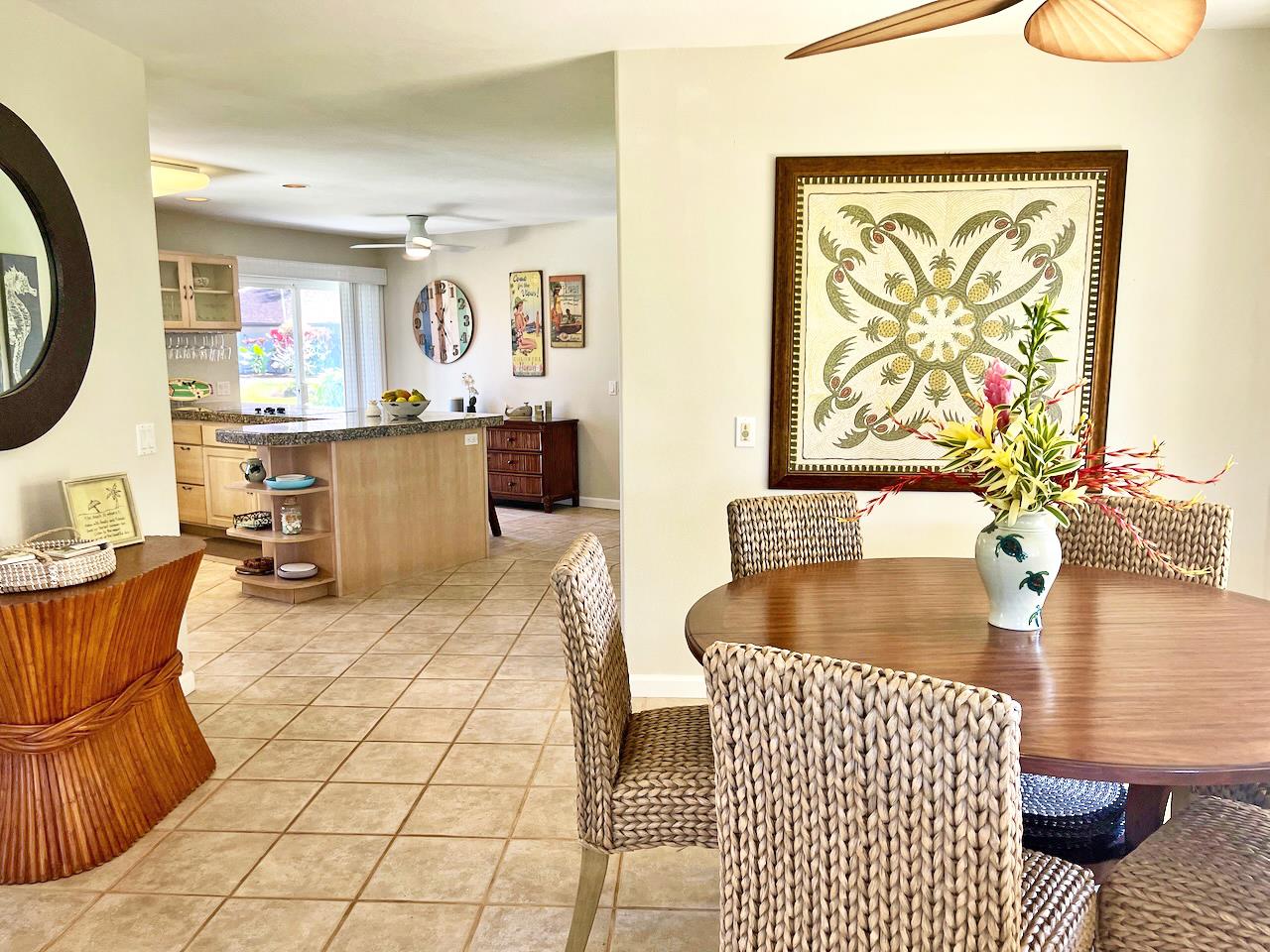 Dining area leads to kitchen