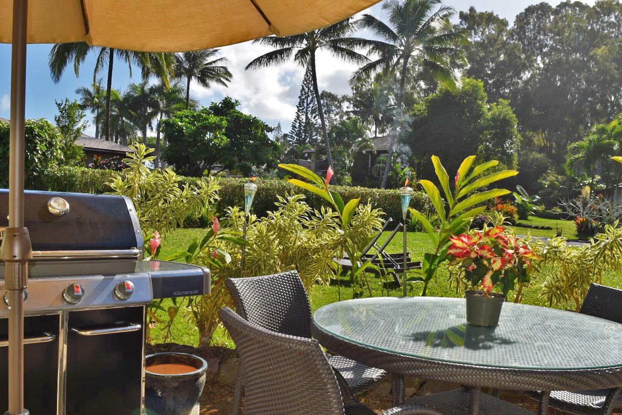 Weber barbecue and outdoor seating