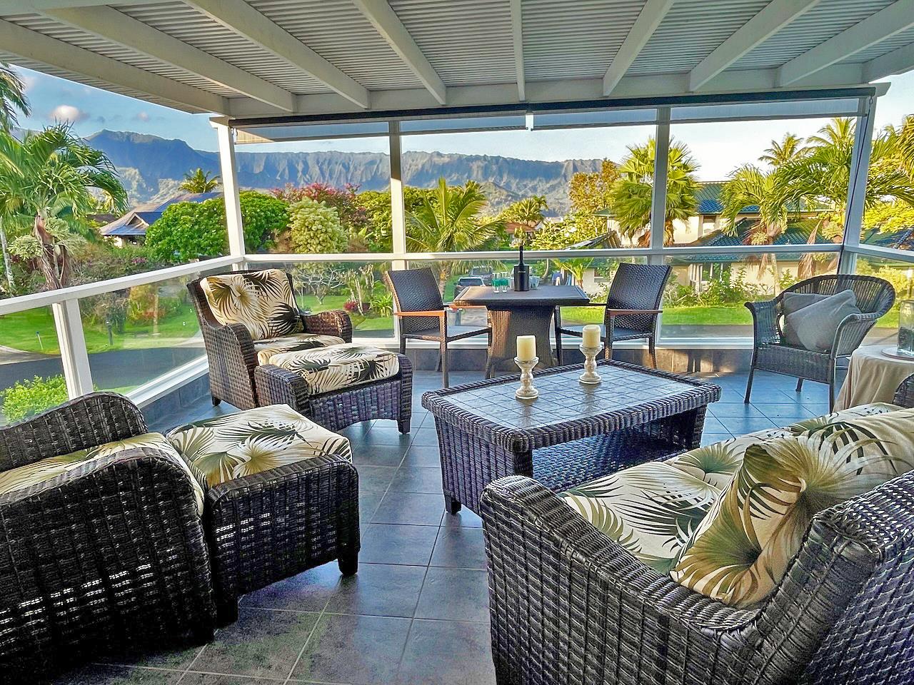 Upstairs covered lanai with sweeping views
